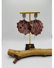 PENDIENTES ARTESANOS DE HOJA DE ÁLAMO BLANCO