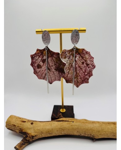 PENDIENTES ARTESANOS DE HOJA DE ÁLAMO BLANCO