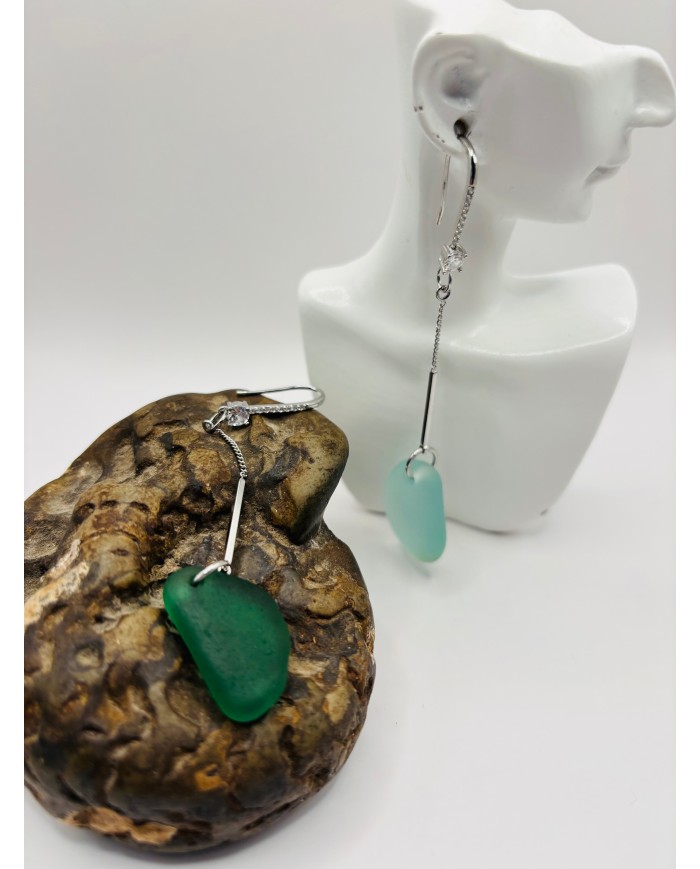 PENDIENTES ARTESANOS DE CISTAL MARINO