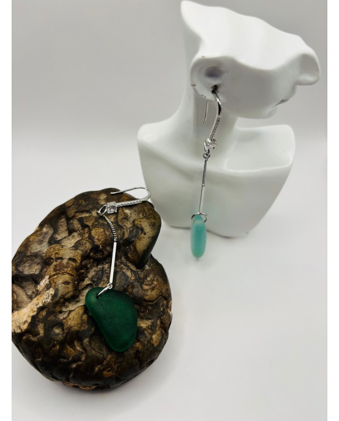 PENDIENTES ARTESANOS DE CISTAL MARINO