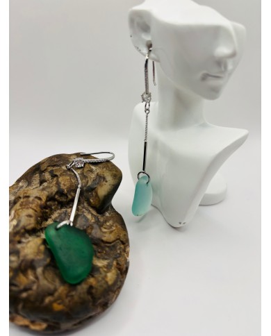 PENDIENTES ARTESANOS DE CISTAL MARINO