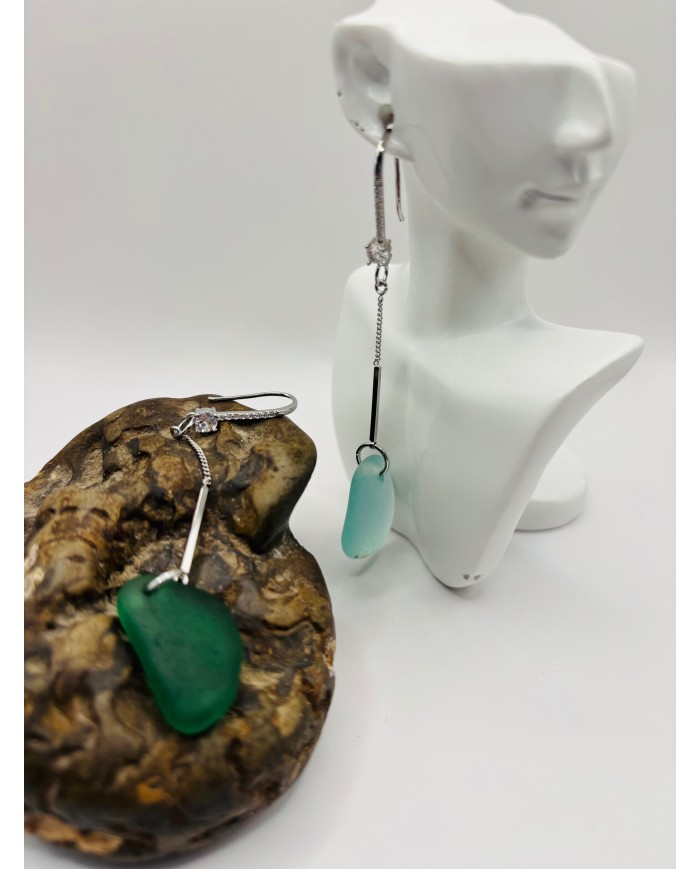 PENDIENTES ARTESANOS DE CISTAL MARINO