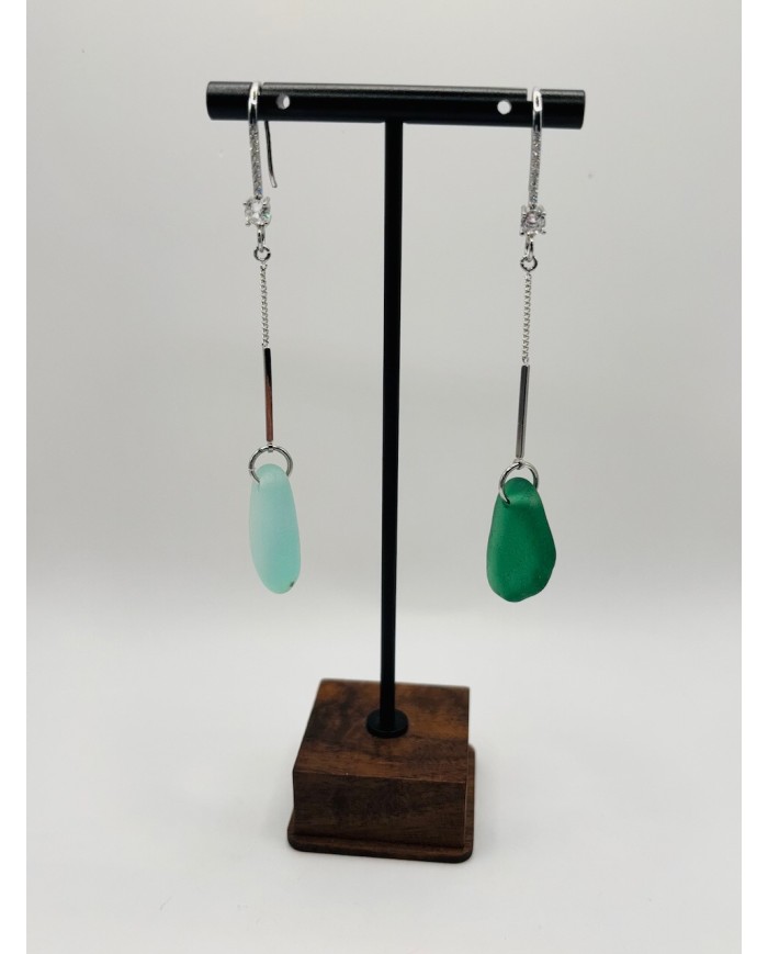 PENDIENTES ARTESANOS DE CISTAL MARINO