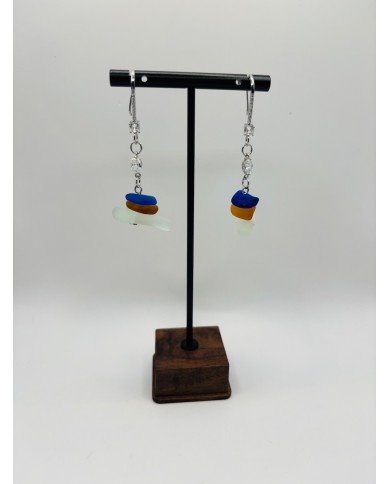 PENDIENTES ARTESANOS DE CRISTAL MARINO