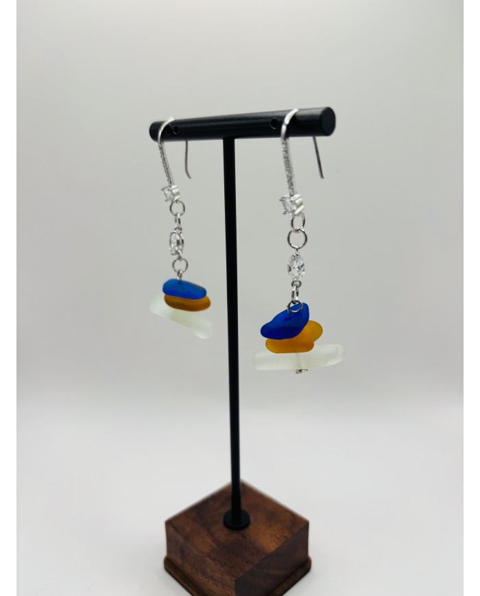 PENDIENTES ARTESANOS DE CRISTAL MARINO