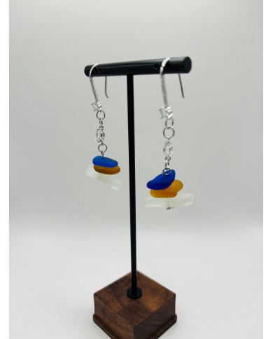 PENDIENTES ARTESANOS DE CRISTAL MARINO