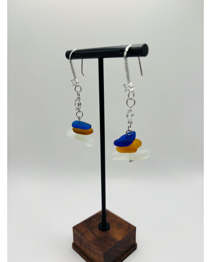 PENDIENTES ARTESANOS DE CRISTAL MARINO