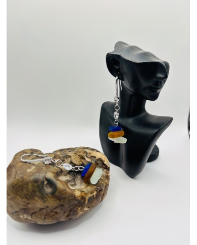 PENDIENTES ARTESANOS DE CRISTAL MARINO