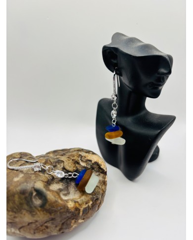 PENDIENTES ARTESANOS DE CRISTAL MARINO