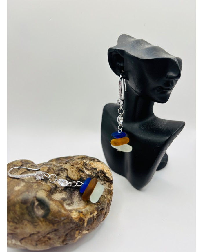 PENDIENTES ARTESANOS DE CRISTAL MARINO