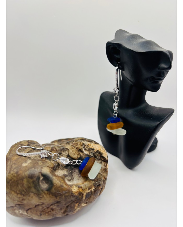 PENDIENTES ARTESANOS DE CRISTAL MARINO