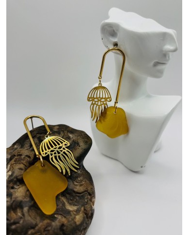 PENDIENTES ARTESANOS DE CRISTAL MARINO