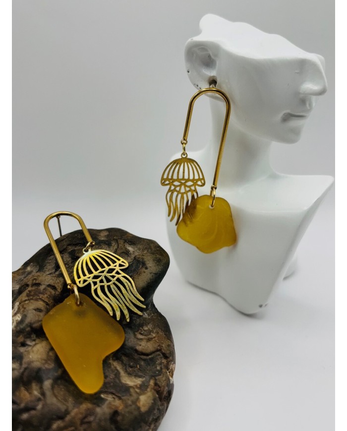 PENDIENTES ARTESANOS DE CRISTAL MARINO