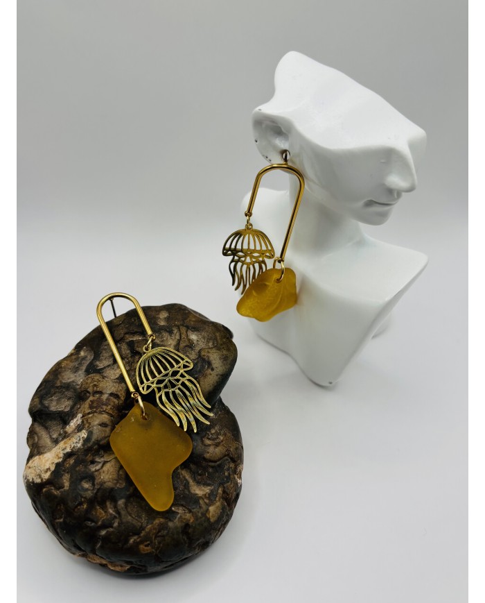PENDIENTES ARTESANOS DE CRISTAL MARINO