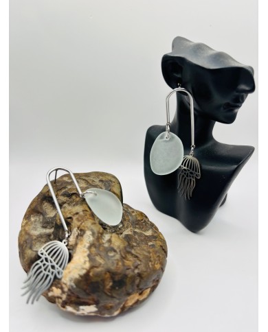 PENDIENTES ARTESANOS DE CRISTAL MARINO