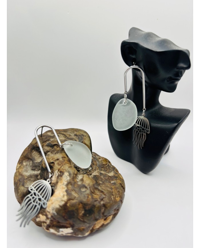 PENDIENTES ARTESANOS DE CRISTAL MARINO