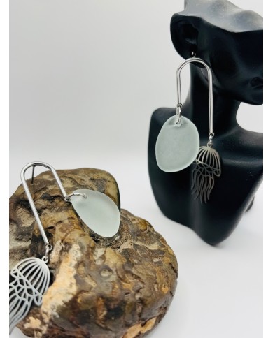 PENDIENTES ARTESANOS DE CRISTAL MARINO