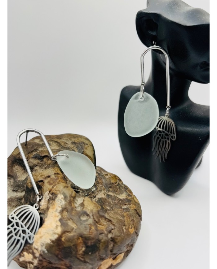 PENDIENTES ARTESANOS DE CRISTAL MARINO