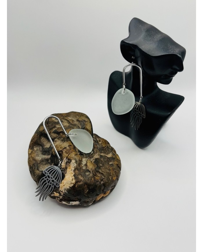 PENDIENTES ARTESANOS DE CRISTAL MARINO