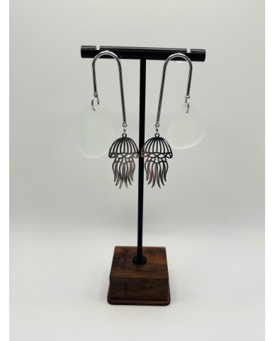 PENDIENTES ARTESANOS DE CRISTAL MARINO