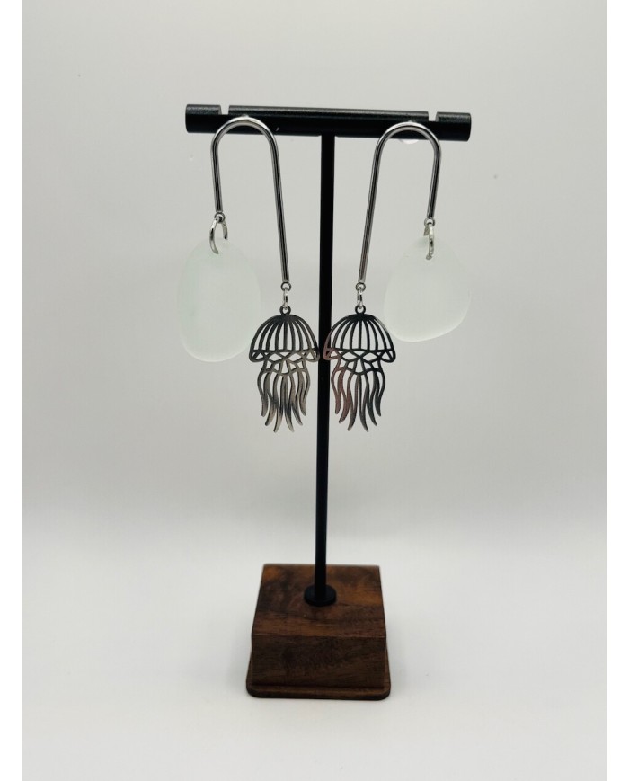 PENDIENTES ARTESANOS DE CRISTAL MARINO