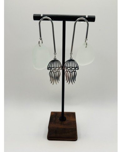 PENDIENTES ARTESANOS DE CRISTAL MARINO