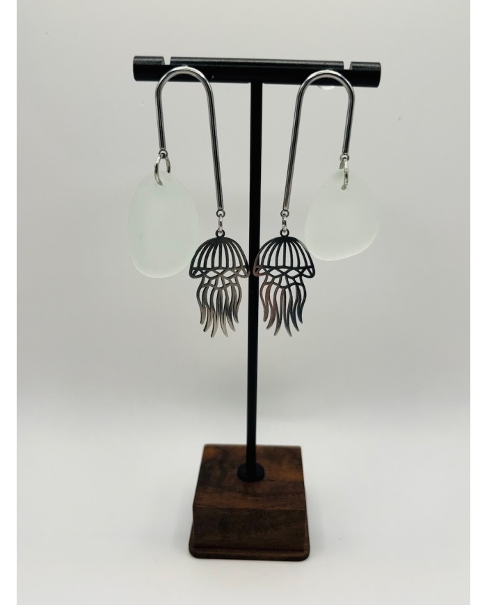 PENDIENTES ARTESANOS DE CRISTAL MARINO