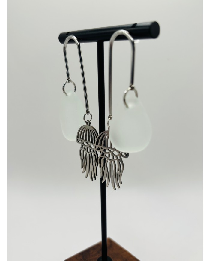 PENDIENTES ARTESANOS DE CRISTAL MARINO