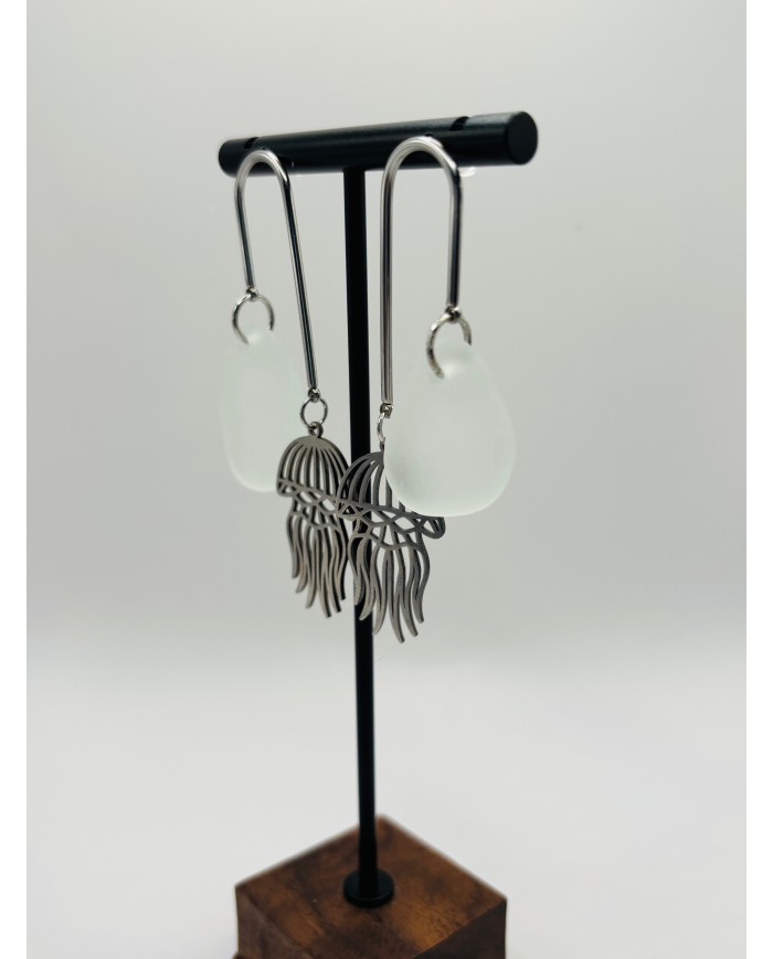 PENDIENTES ARTESANOS DE CRISTAL MARINO