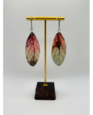 PENDIENTES ARTESANOS DE HOJA NATURAL ESQUELETIZADA