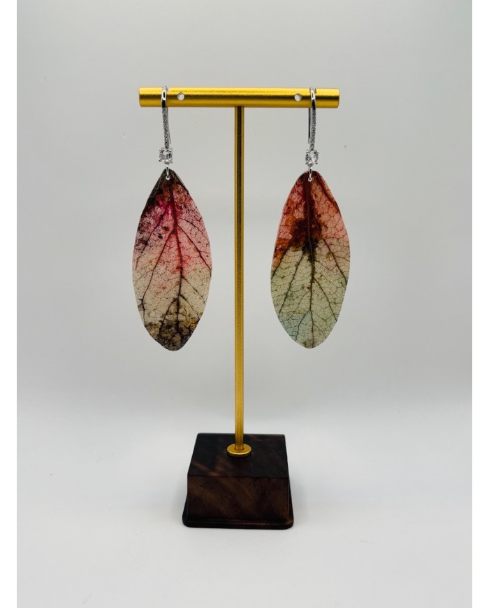 PENDIENTES ARTESANOS DE HOJA NATURAL ESQUELETIZADA