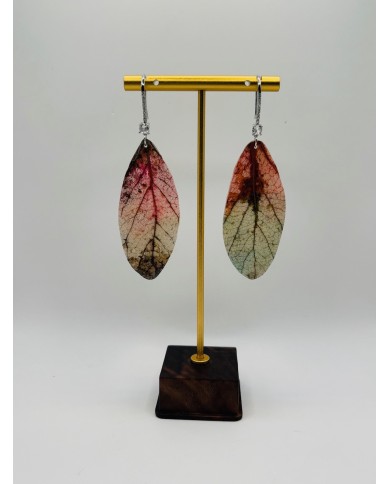 PENDIENTES ARTESANOS DE HOJA NATURAL ESQUELETIZADA
