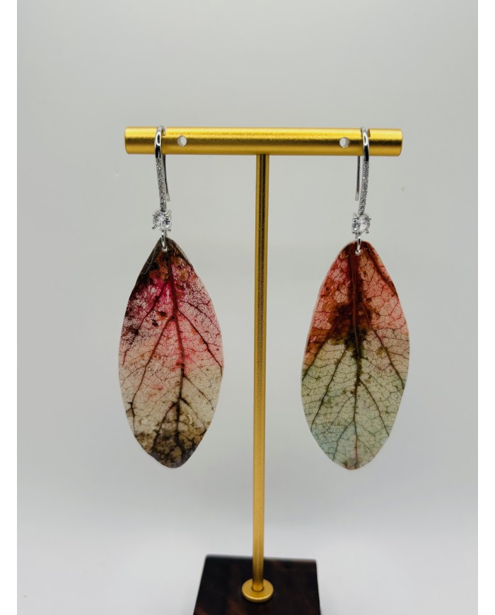 PENDIENTES ARTESANOS DE HOJA NATURAL ESQUELETIZADA
