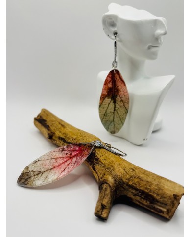 PENDIENTES ARTESANOS DE HOJA NATURAL ESQUELETIZADA