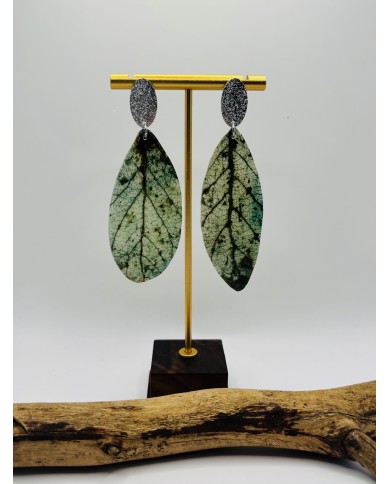 PENDIENTES ARTESANOS DE HOJA NATURAL ESQUELETIZADA