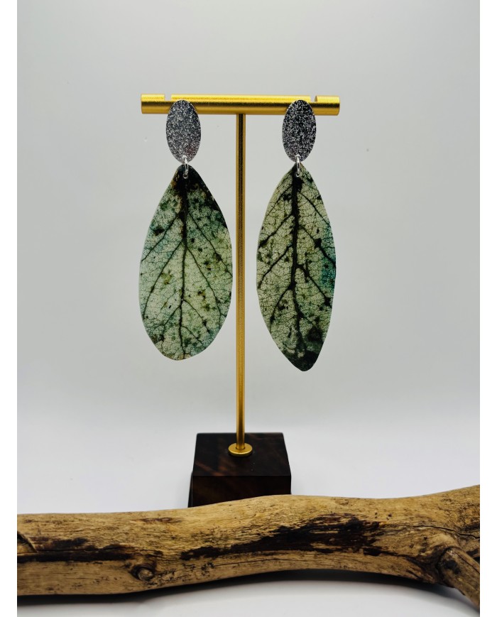 PENDIENTES ARTESANOS DE HOJA NATURAL ESQUELETIZADA