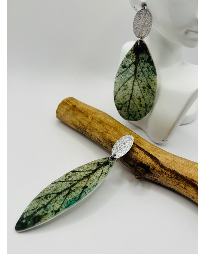 PENDIENTES ARTESANOS DE HOJA NATURAL ESQUELETIZADA