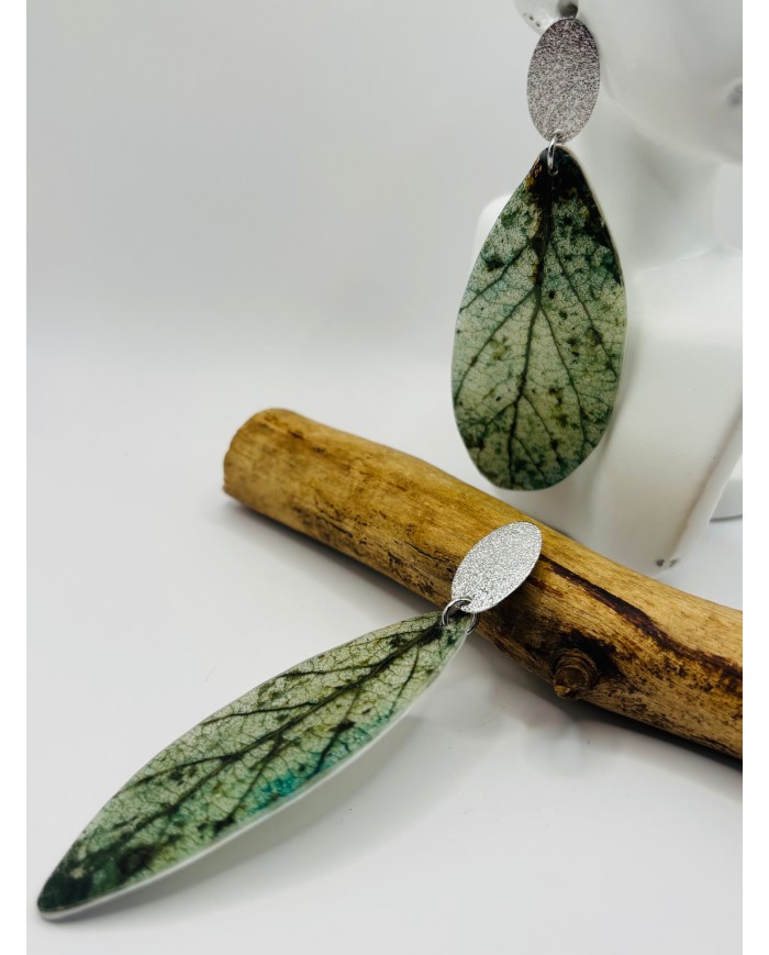 PENDIENTES ARTESANOS DE HOJA NATURAL ESQUELETIZADA