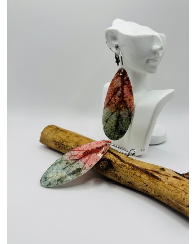 PENDIENTES ARTESANOS DE HOJA NATURAL ESQUELETIZADA