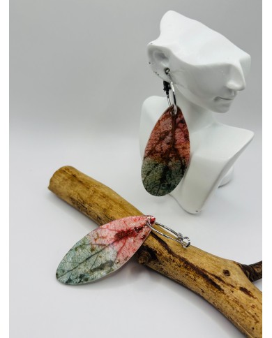 PENDIENTES ARTESANOS DE HOJA NATURAL ESQUELETIZADA