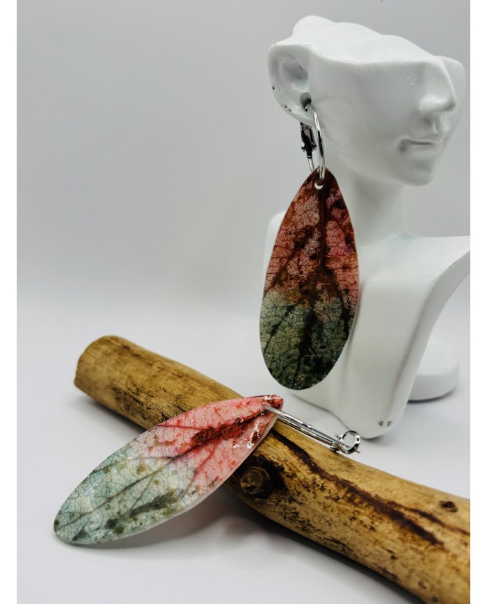 PENDIENTES ARTESANOS DE HOJA NATURAL ESQUELETIZADA