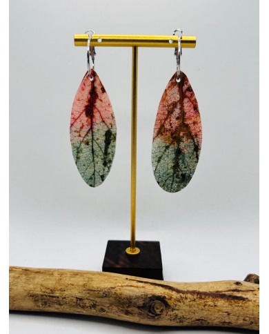 PENDIENTES ARTESANOS DE HOJA NATURAL ESQUELETIZADA