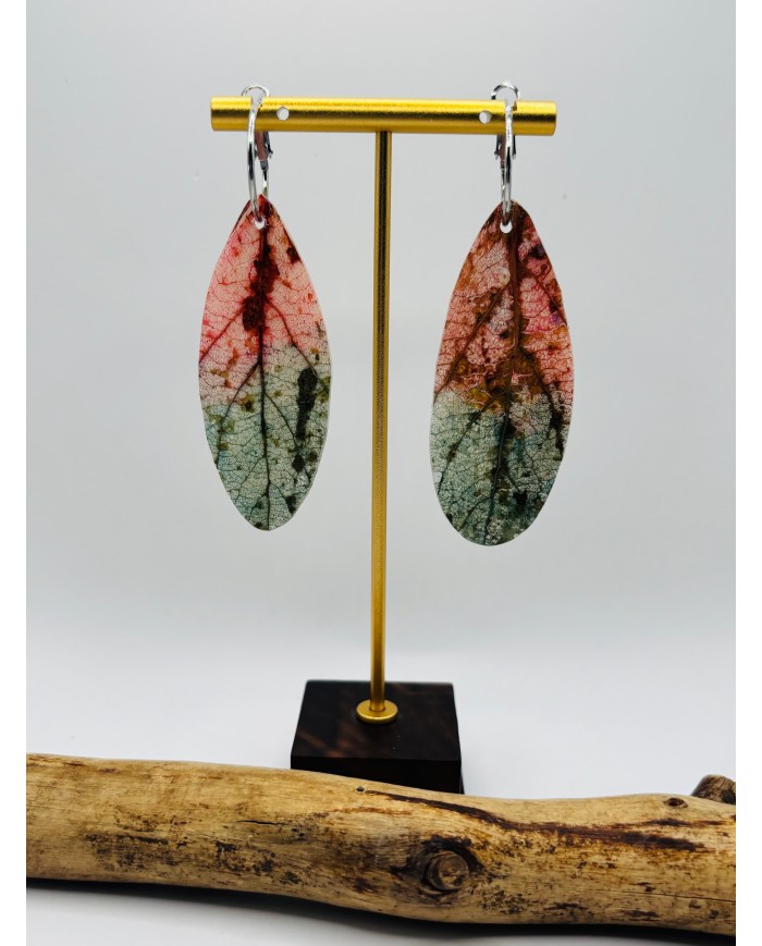 PENDIENTES ARTESANOS DE HOJA NATURAL ESQUELETIZADA