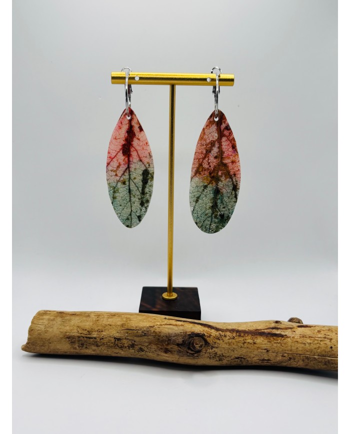 PENDIENTES ARTESANOS DE HOJA NATURAL ESQUELETIZADA