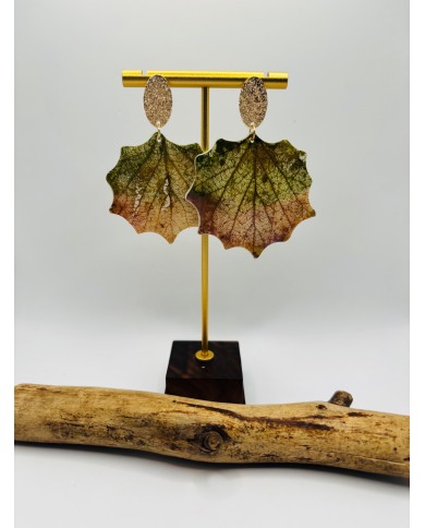 PENDIENTES ARTESANOS DE HOJA DE ÁLAMO BLANCO
