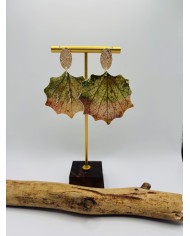 PENDIENTES ARTESANOS DE HOJA DE ÁLAMO BLANCO