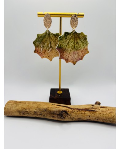 PENDIENTES ARTESANOS DE HOJA DE ÁLAMO BLANCO
