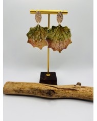 PENDIENTES ARTESANOS DE HOJA DE ÁLAMO BLANCO