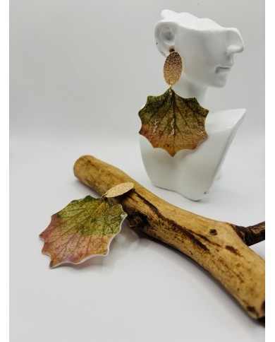 PENDIENTES ARTESANOS DE HOJA DE ÁLAMO BLANCO