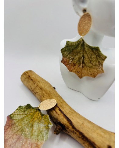 PENDIENTES ARTESANOS DE HOJA DE ÁLAMO BLANCO